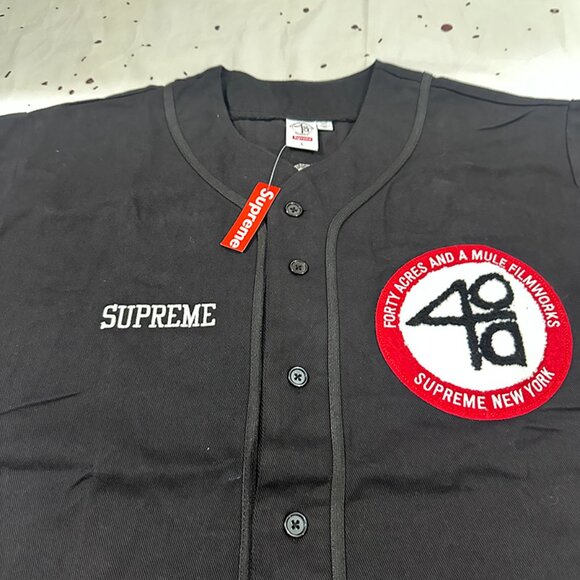 Supreme Men's Black 40 Acres Twill Baseball Shirt - Picture 3 of 4